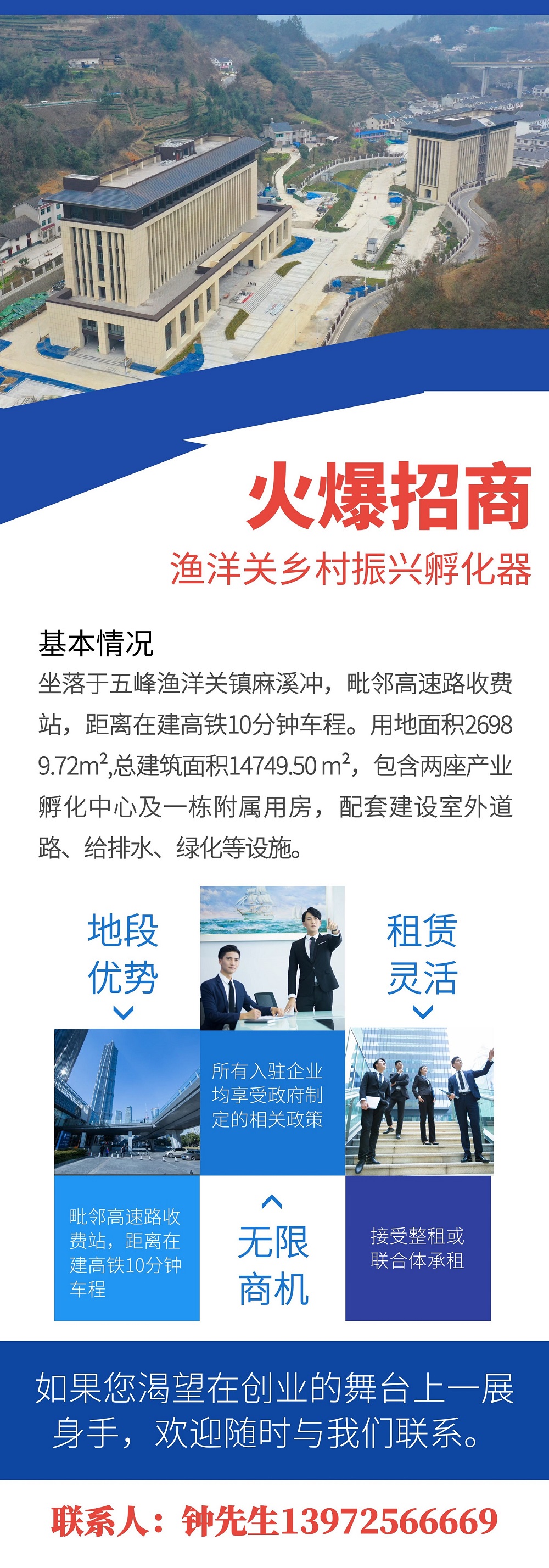 圖怪獸_招商簡介藍色簡約地產招商易拉寶 (1)